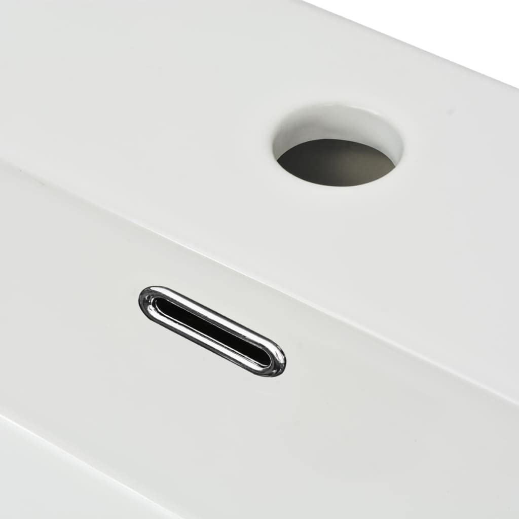 vidaXL Lavabo con orificio para grifo, cerámica, color blanco