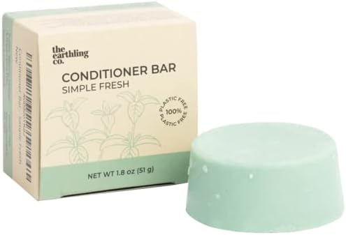 The Earthling Co. Conditioner Bar – Nourishing Plant Based Hair Conditioner for Men, Women and Kids - Vegan Formula for All Hair Types – Paraben, Silicone and Sulfate Free, Simple Fresh Scent, 1.8 oz