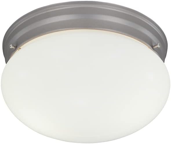 9 in 2-Light Flush Mount Ceiling Light with Frosted Glass Shade, Pewter, 4732-PW