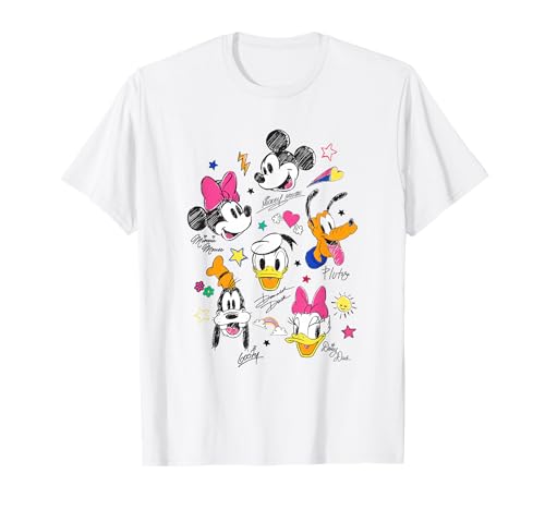 Disney Mickey and Friends Retro Doodle Best Friend Faces T-Shirt