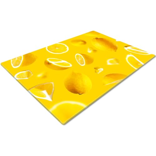 Glass Chopping Board 50 x 40 | Kitchen Worktop Protector | Multifunctional Cutting Board | Work Top Savers | Kitchen Accessories | Extra Large | Lemons Closeup