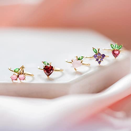 New Cute Exquisite Korean Fashion Earrings Jewelry Ladies Girls Women's Crystal Peach Fruits Charm Ear Cuffs #TOP23