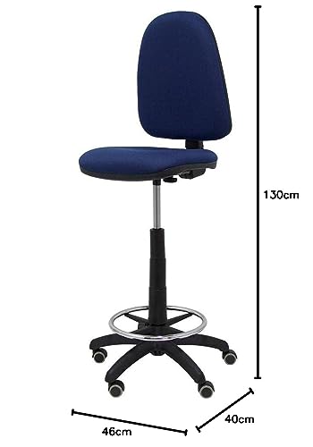 Miniatura 2 de Piqueras Y Crespo T04cp Ayna Bali- Taburete Ergonómico, Regulable En Altura, Aro Reposapiés Y Ruedas De Parquet, 100 123x46x40 Cm, Azul Marino
