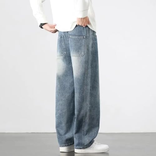 Men's Straight Loose Wide-Leg Jeans Korean Style4