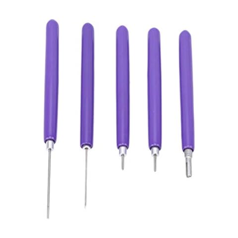 Flybloom 5 Pcs Paper Quilling Tools Slotted Kit Rolling Pen For Art Craft Diy Paper Cardmaking Project(Purple) Cover