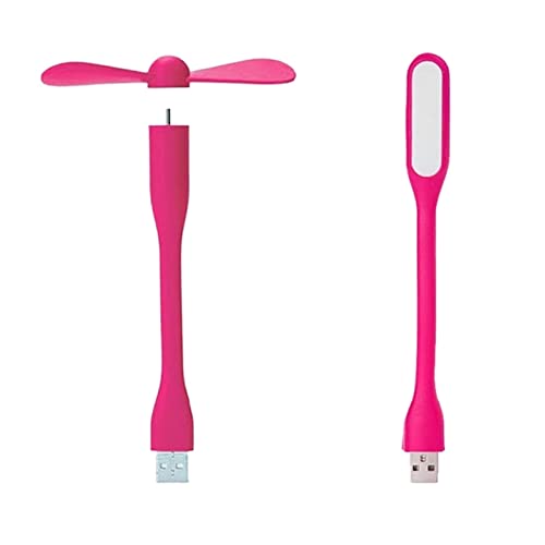 OJHFJMGH Ventilador de mano, Mini ventilador USB, portátil de refrigeración Flexible y lámpara luz LED for energía(Pink)