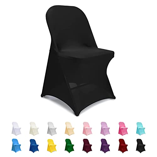 Manmengji Spandex Folding Chair Covers, Black Folding Chair Slipcovers 12 Pcs, Universal Fitted Chair Slipcovers For Wedding, Party, Banquet, Holidays, Celebration #TOP29