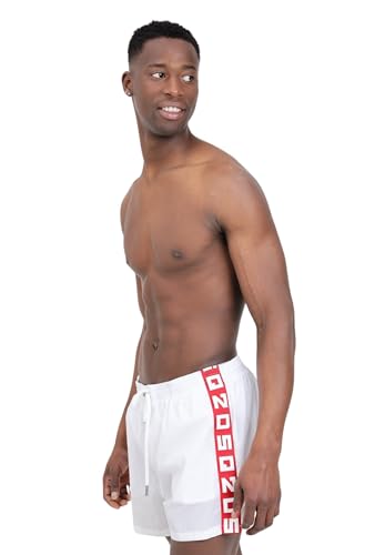 Short de mer blanc haut de gamme DSQUARED2 avec ruban logo bicolore - 3