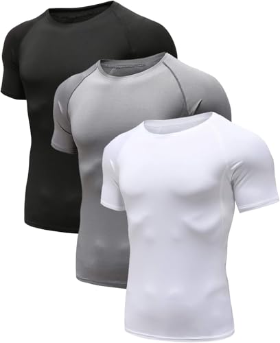T-shirt de compression homme lot de 1 3 5 haut sport noir gris blanc L