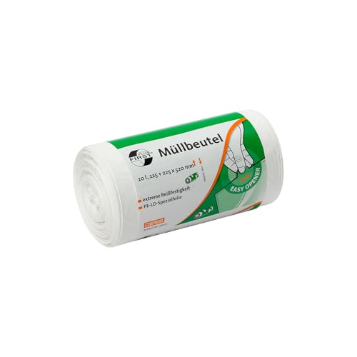 50 Sacchi della spazzatura in LDPE, materiale 1A, 20 litri, colore: bianco