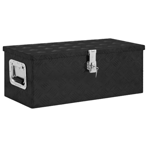 vidaXL Caja de Almacenaje Exterior Patio Terraza Tapa Aparador Cojines Almohada Organizador Decoración Adorno Hogar de Aluminio Negro