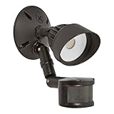 Maxxima LED Outdoor Flood Wall Light, Exterior Security Light with Adjustable Head, 800 Lumens, Featuring Motion Sensor and Dusk to Dawn Sensor, 3000K Warm White, Brown Fixture