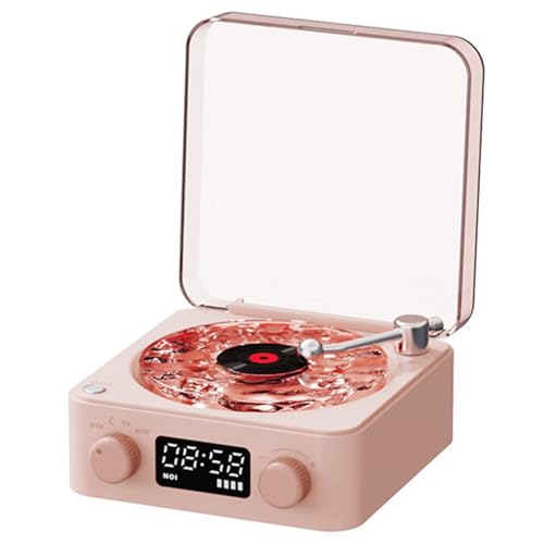 Haut-Parleur Facile à Toucher, Haut-Parleur Mignon, Mini Tourne-Disque en Vinyle 6 x 6 x 3, Portable, Quatre Modes, sans Fil, rétro, Portable avec écran LED Rechargeable pour la Maison, Le Bureau, St