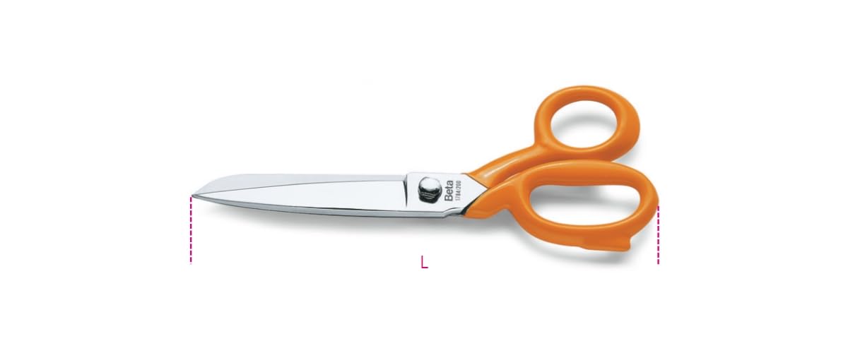BETA - Forbici Modello Pesante Professionali 250 mm, Multiuso per Tagli Gravosi con Lame in Acciaio Inox, Struttura Robusta All Metal, Manici Antiscivolo, Utensile Taglio, 1784 250