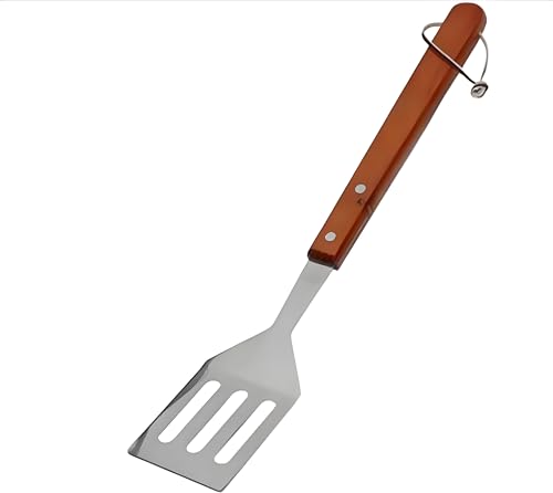 Paletta per Barbecue in Acciaio Inox con Manico in Legno Rivettato - Accessori Barbecue da 40 cm, Attrezzi Professionali per Griglia.