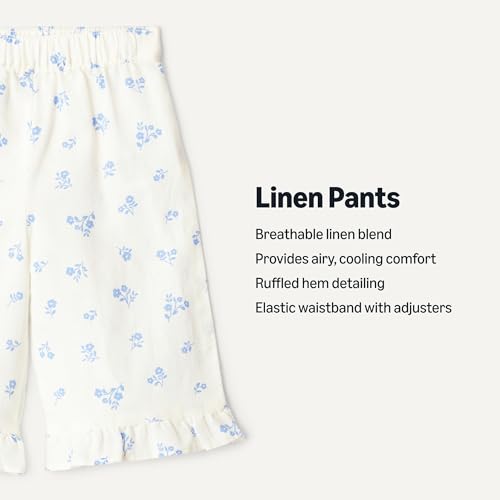 Image of Amazon Essentials x Sofia Grainge Toddlers and Baby Girls' Cotton Linen Wide Leg Pull-on Pant with Ruffles
