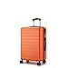 Shavont 24 Inch Medium Checked Suitcase, Lightweight ABS Luggage for Holiday, Hard Shell Travel Case with 4 Spinner Wheels, Combination Lock and Telescopic Handle (Orange)