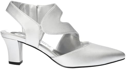 Easy Street Women's Venue Dress Shoe Pump, Silver Satin/Gore, 11 Wide | Image 2