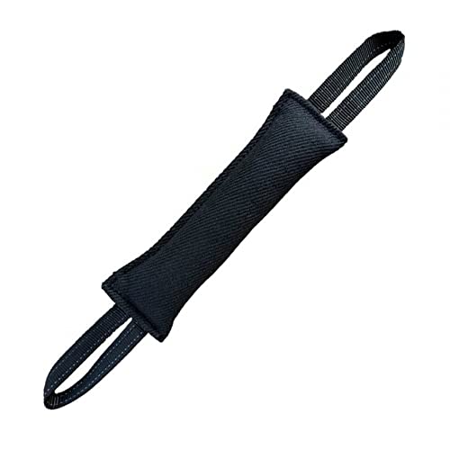 DONGKER Dog Tug Toy,Pet Training Bite Pillow with Handle for Small Medium Dog, Black (handle with reflective strip)