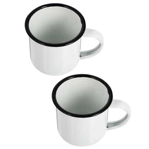 Sosoport 2Pcs Enamel Camping Mugs Camping Mugs with Handle Vintage Coffee Mugs Coffee Cups for Picnics Hiking