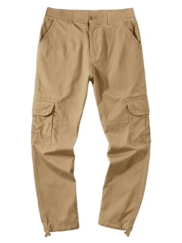 PLEPAN Men's Casual Cargo Pants Relaxed Fit Stretch Joggers Elastic Waist Hiking Pants with 6 Pockets for Streetwear - Image 4