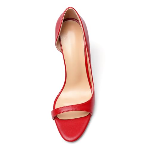 YODEKS High Heels for Women Stiletto Heel Pumps Slip On Open Toe 4 Inch Dress Shoes3