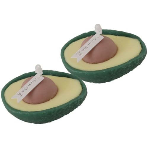 Image of TOYANDONA 2pcs Avocados Shape Candles Smoke-Free Aromatherapy Scented Candle Set for Bathroom and Living Room Decoration