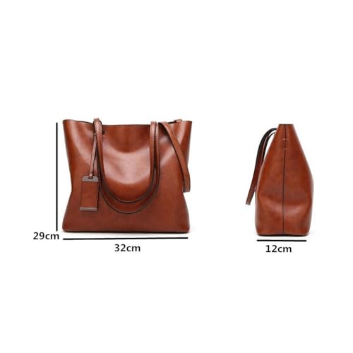 Shoulder bag Leather Bucket Bag for Women Double Strap Handbag, Versatile Shoulder Bag for Shopping and Daily Use2