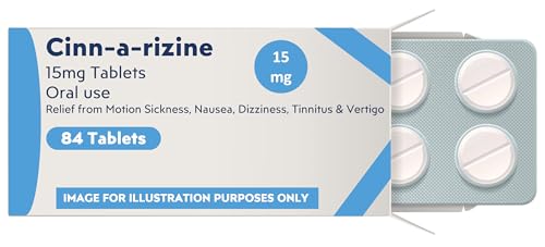84 Tablets - for Travel Sickness 15mg | Effective Relief from Motion Sick.Ness Nausea Dizzyness Tinn.itus & Vert.igo