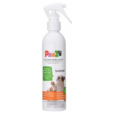 PawZ SaniPaw Dog Paw Cleaner and Odor Eliminator Spray, 8 Oz Paw Sanitizer and Dog Repellent Spray, 1 Pack Cover