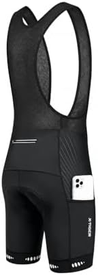 X-TIGER Bib Shorts Herren 5D Sitzpolster 3 Taschen Radhose Atmungsaktiv | Komfort für Lange Radtouren Elastisches Material Ergonomische Passform Reflektierende Details für MTB Renn