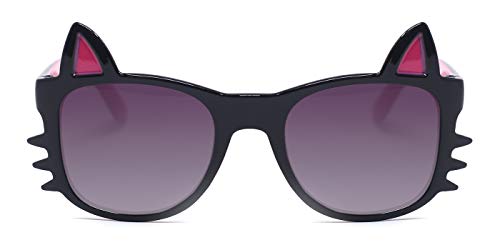 TIJN Kids Girls Cute Sweet Cat Ears Polarized Sunglasses Plastic Toddlers Black