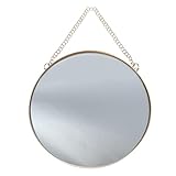 VOSAREA Wall Hanging Mirror,Gold Round Vanity Mirror with Chain for Home Bathroom Bedroom Decor 10'...