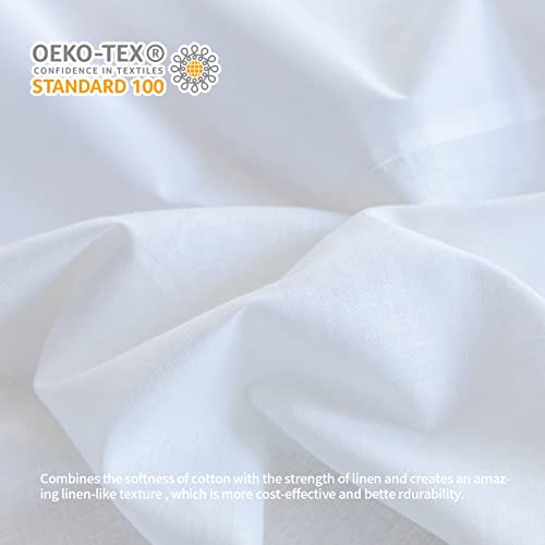 Biselina French Linen Bed Skirt With Pleated Corner 18-Inch Tailored Drop Natural Flax Cotton Blend Basic Dust Ruffle Soft Cozy Farmhouse Bedding (18" Queen, Basic White) #TOP1