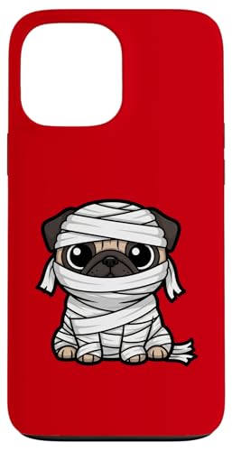 面白いハロウィーンのミイラパグの漫画デザイン。 スマホケース iPhone 13 Pro Max 用