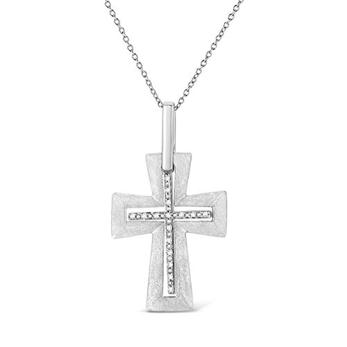 Haus of Brilliance .925 Sterling Silver Prong-Set Diamond Accent Cross 18" Pendant Necklace (I-J Color, I1-I2 Clarity)