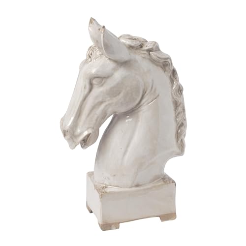 Décoration de Bureau Tête de Cheval Céramique | Objet Décoratif Grand Format Beige - 2