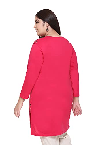 Image of In Love Women's Cotton Printed Full Sleeve Plus Size Kurta Long T-Shirt with Pocket