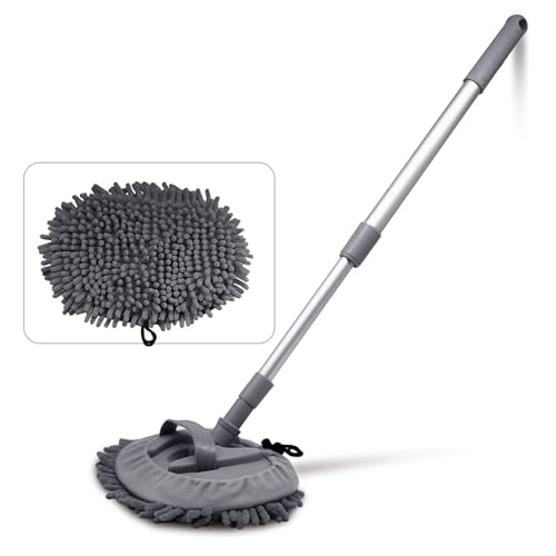 Image of Wishkey Car Wash Mop Cleaning Accessories Long Handle Car Duster Microfiber Brush with Detachable 101 CM Pole, All-in-One Cleaner for Car Exterior | Perfect for Car Cleaner