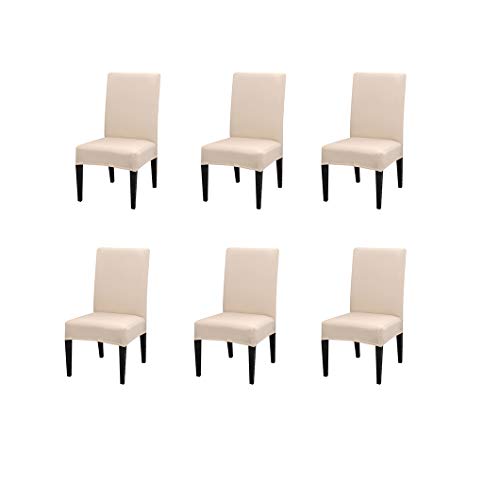 Coprisedie Elastici SPRINGRICO Per Sala Da Pranzo | Beige | 4 Pezzi | Con Cinture Di Sicurezza | Vestibilità Perfetta Per Sedie Parson E Standard - 2