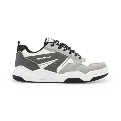 Image of Red Tape Men's Sneakers Beige Green Pu Round Toe Lace-Up Responsive Sole