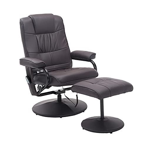 HOMCOM Fauteuil de Massage et Relaxation électrique Chauffant pivotant inclinable avec Repose-Pied Chocolat