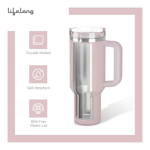 Image of Lifelong Double-Walled Vacuum Insulated Tumbler with Handle 1200ml | Keeps Drinks Hot for 5 Hours & Cold for 9 Hours | Recycled Stainless Steel, Leakproof Lid & Comfort-Grip Handle