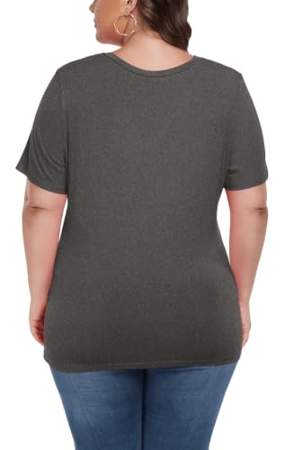Image of ForHailey Women's Plus Size V Neck Tops Summer Short Sleeve T Shirt