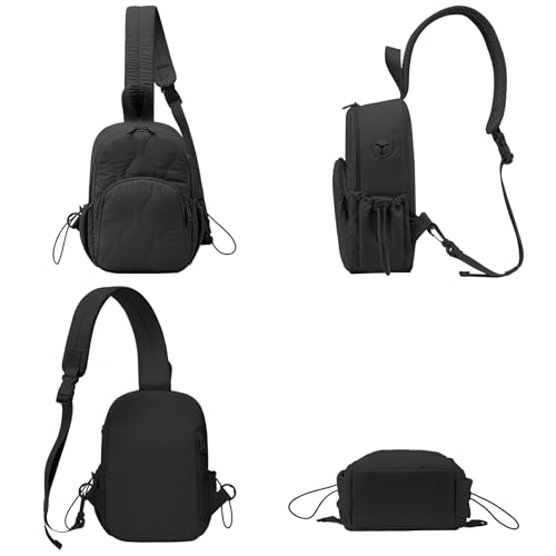 JUNGYOON Sling Bag for Women- Lightweight Quilted Crossbody Bag with Secure Anti-Theft Pocket, Perfect Shoulder Bag for Commute Travel & Daily Adventures (Black-Small)4