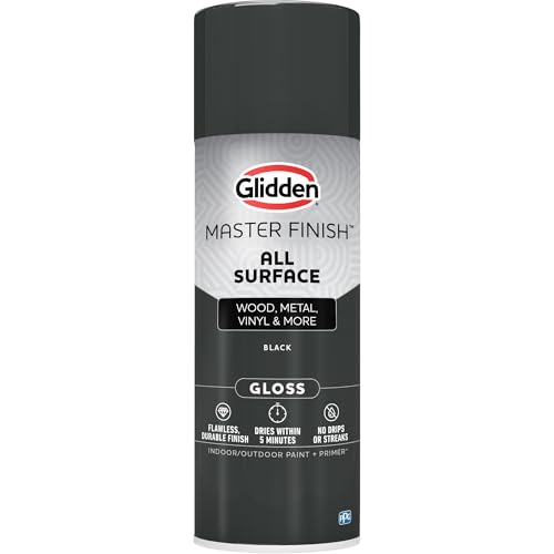 Image of Glidden Master Finish 12 oz. Gloss Black Interior /Exterior All Surface Spray Paint and Primer