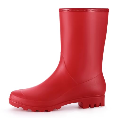 Image of Asgard Women's Mid Calf Rain Boots Waterproof Garden Shoes Slip on Rubber Boots