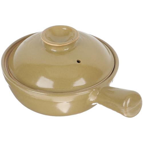 MUCKLILY Cazuela de Barro para Cocinar con Mango Olla Resistente Altas Temperaturas para Sopa Arroz Caldoso y Guisos Casa para Cocina