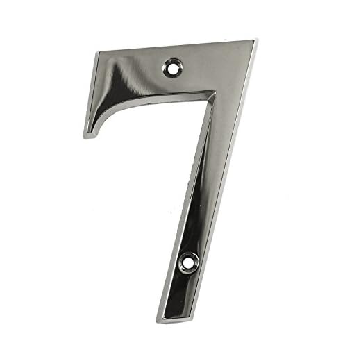 Beautiful 3 Inch Bevelled Edge Polished Chrome Door Number 7 - Screw Fix Silver Front House Number 7