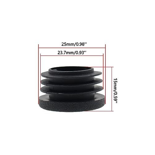 Image of Round Plastic Plug,TTZEZE OD:25mm /0.98''Pipe Tubing End Cap Black Round End Caps,Chair Glide Insert Furniture Finishing Plug for Round Metal Tube,12 PCS